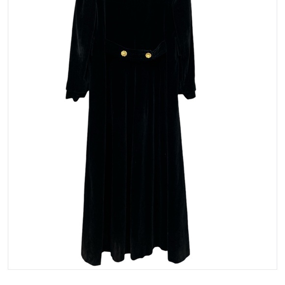 VTG Brittany Bay by Bernard Casual Women S Black Velvet Maxi Trench Coat Witchy - Picture 9 of 14